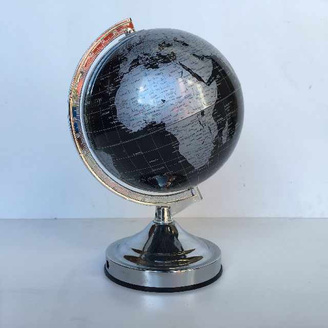 GLOBE, Medium Black & Silver 30cm H